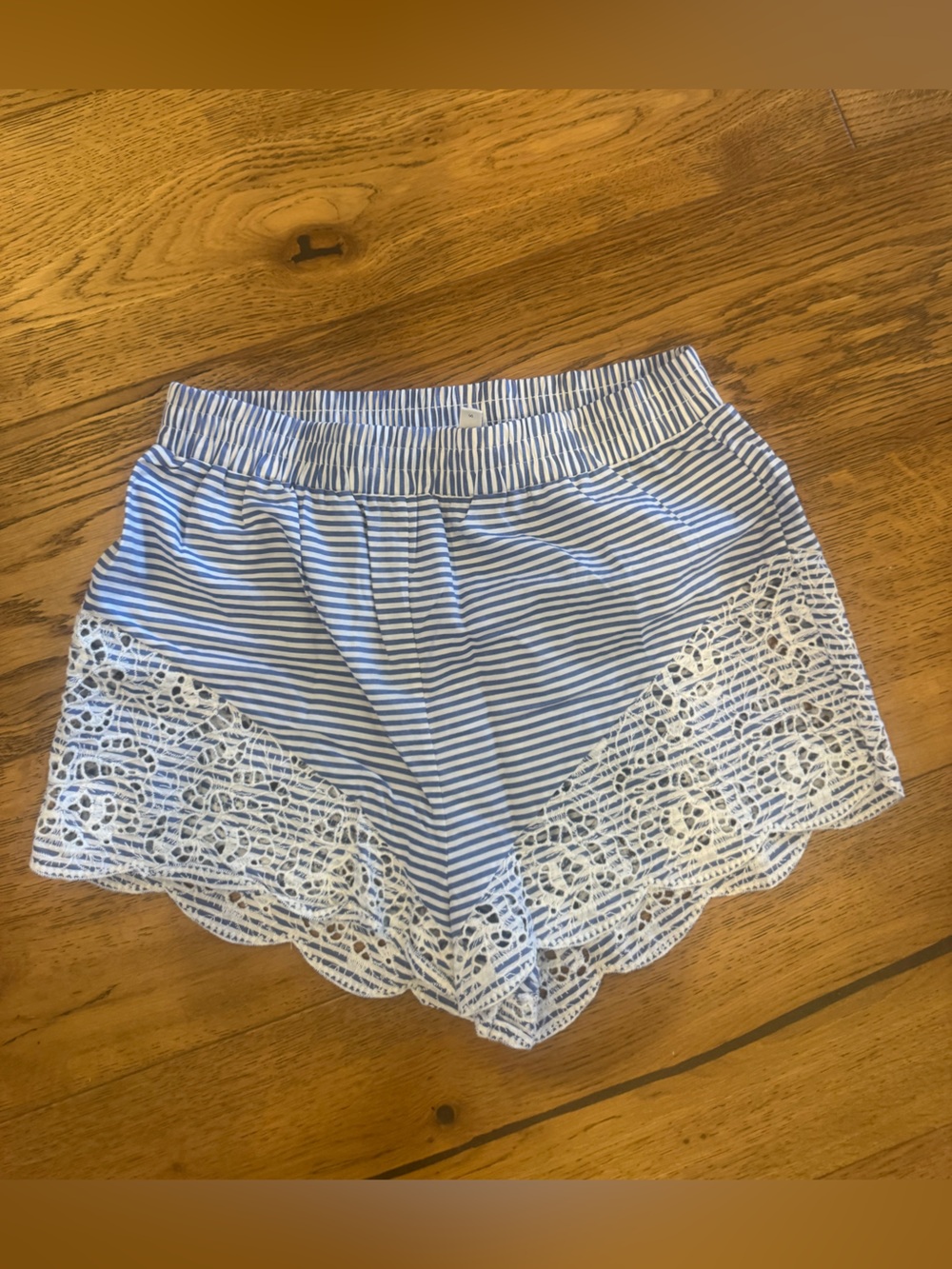 Fleur du Mal Light Blue Lace and striped shorts, size small, never worn, NWOT